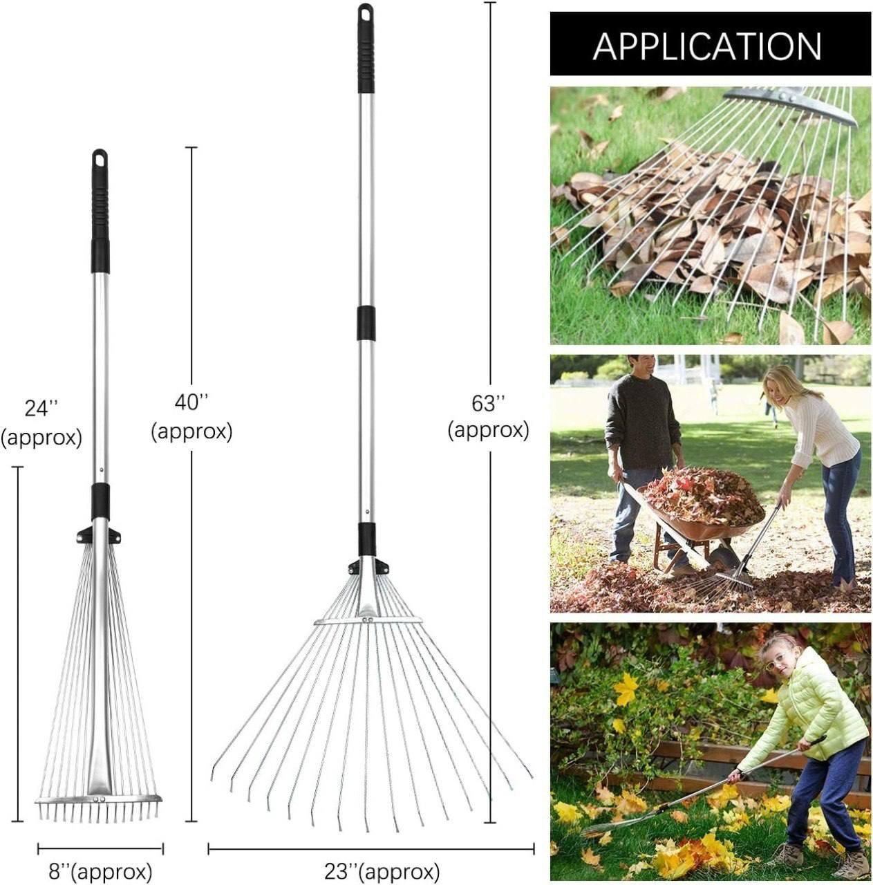 Garden Cleaning Rake Tool | Adjustable Width & Length