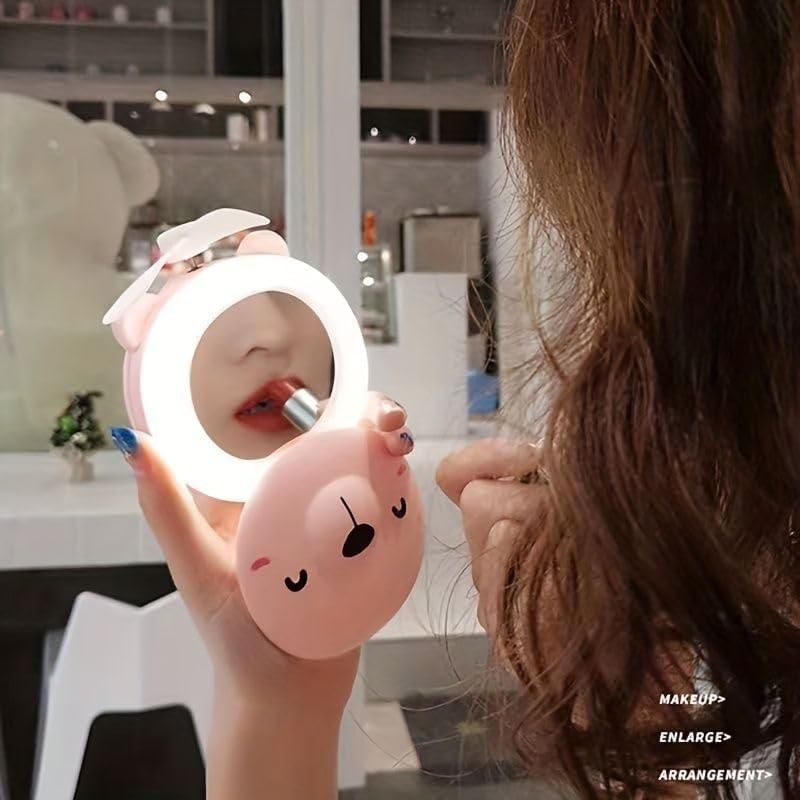 Piggy Pocket Fan | Makeup Mirror | Lights