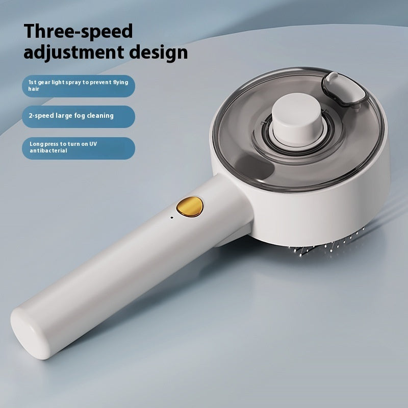 Pet Hair Grooming Brush 3-in-1 | Mist Spray | UVC Sterilization | USB Charging