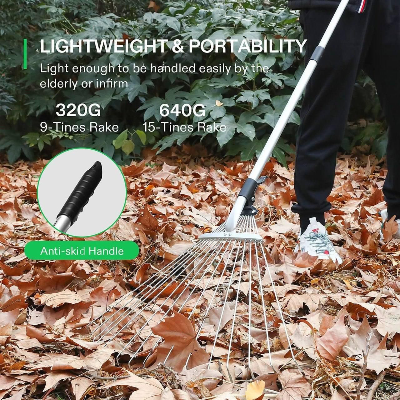 Garden Cleaning Rake Tool | Adjustable Width &  Length