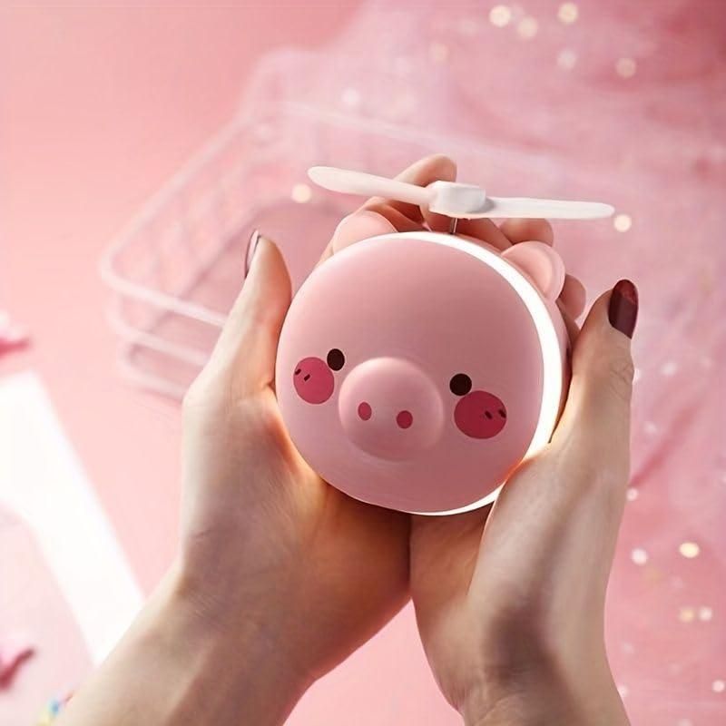 Piggy Pocket Fan | Makeup Mirror | Lights