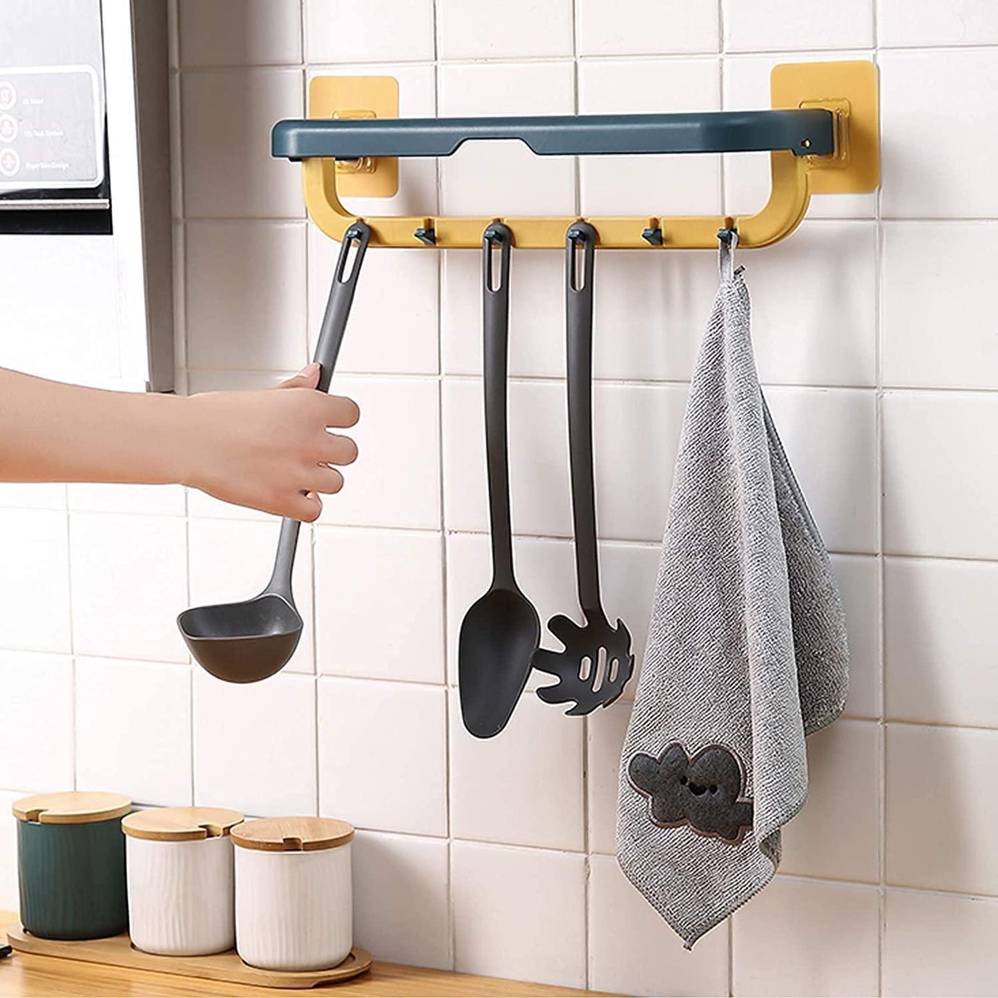 Towel Rack with Hooks | Double Layer