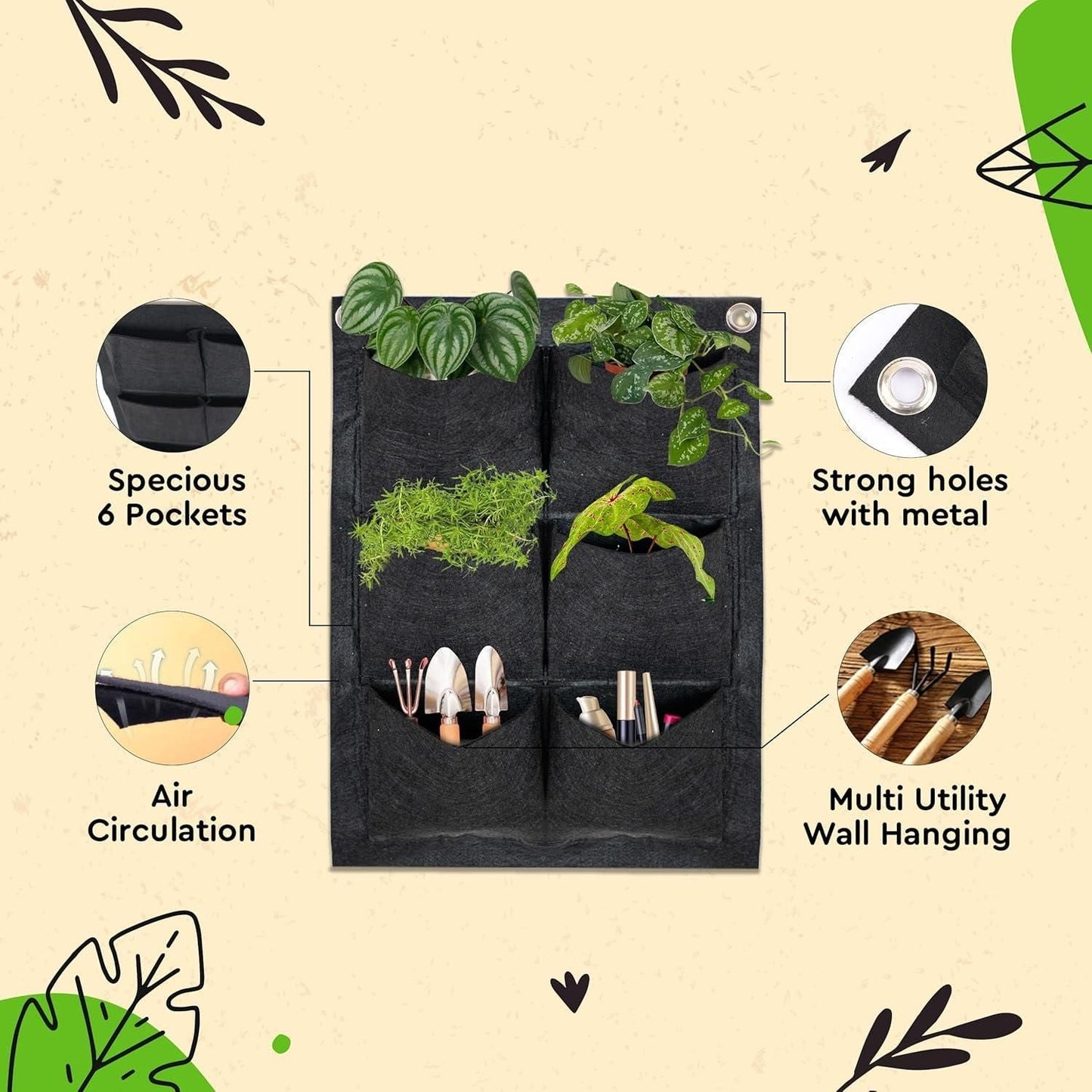 Wall Planter | 6-Pocket | Aeroponic