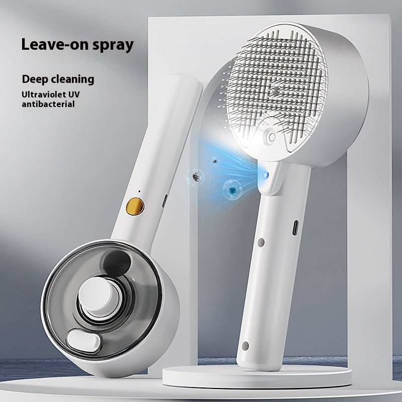 Pet Hair Grooming Brush 3-in-1 | Mist Spray | UVC Sterilization | USB Charging